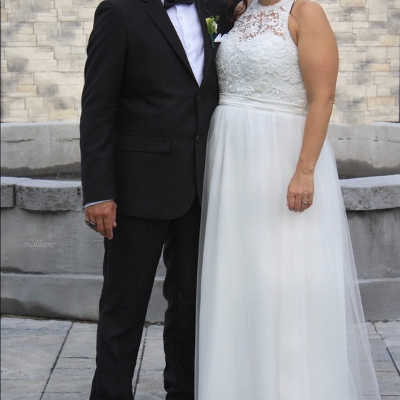 👰♀️❤️💍 A-Line Scoop Neck Floor-Length Tulle JJHouse Wedding Dress - Picture 2 of 8